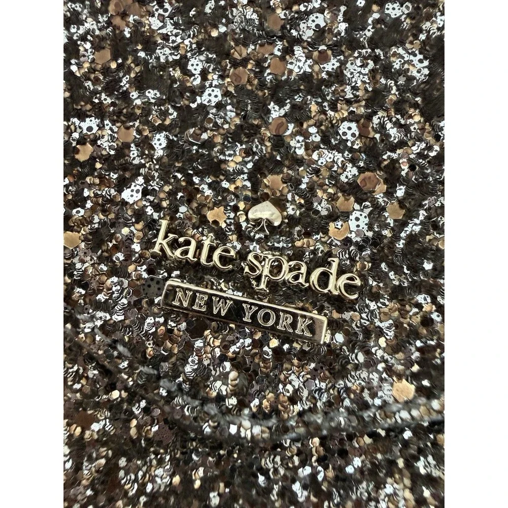 Kate Spade New York Glitter Envelope Clutch Champagne Rose Gold Evening Pouch